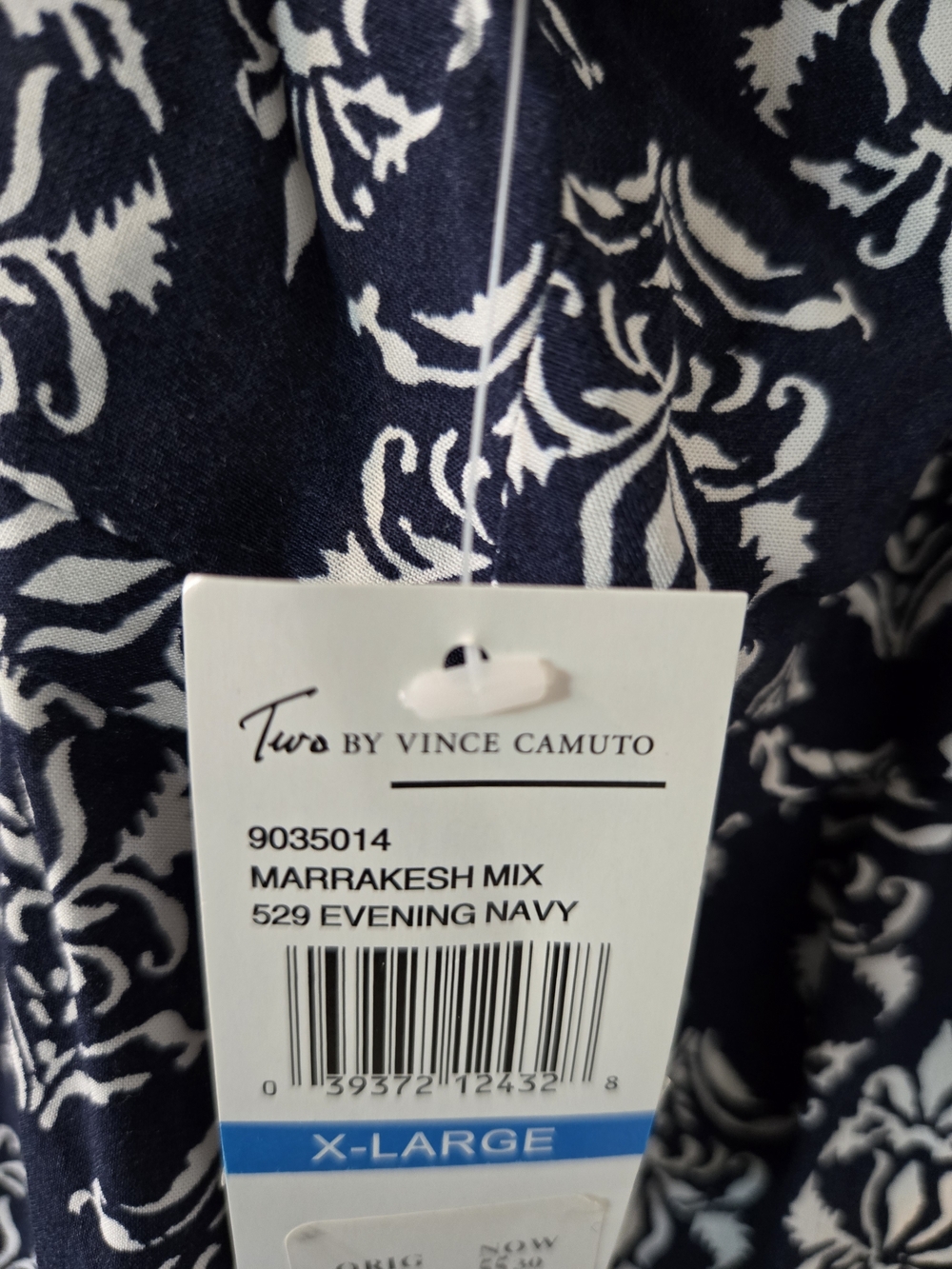 Two By Vince Camuto Navy & White Sleeveless Printed Tunic Top- NWT Ret $79 - Picture 12 of 12
